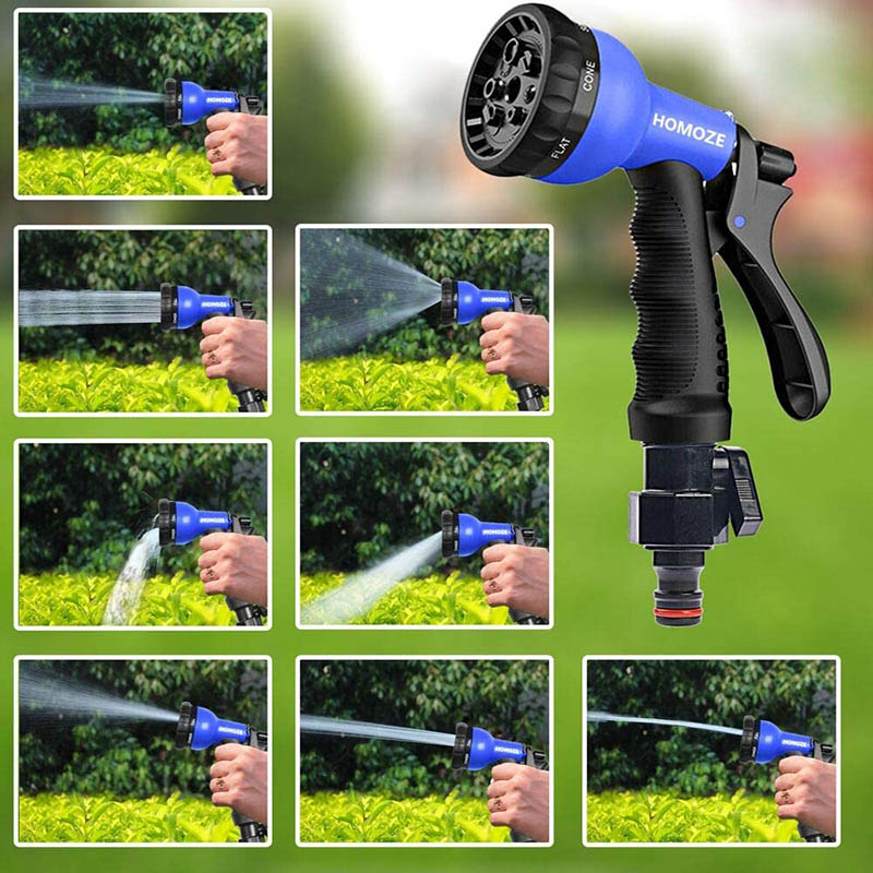Amdohai Pistolet à eau de pulvérisation de jardin de voiture avec tuyau  extensible avec buse à 6 fonctions, tuyau d'eau flexible durable (25 pieds)  